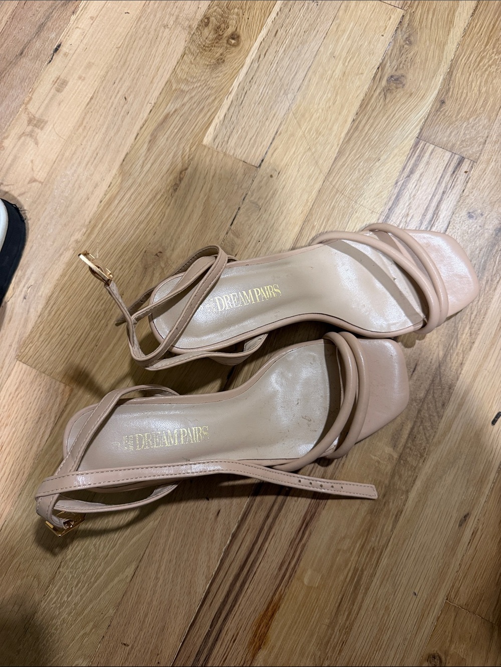 Dream Pairs Blush Nude Strappy Block Heel Sandals